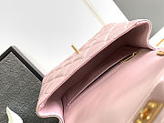 Chanel Mini Square Pearl Flap Bag Light Pink Iridescent Lambskin Brushed Gold Hardware size 18cm - 4