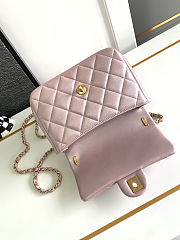 Chanel Mini Square Pearl Flap Bag Light Pink Iridescent Lambskin Brushed Gold Hardware size 18cm - 2