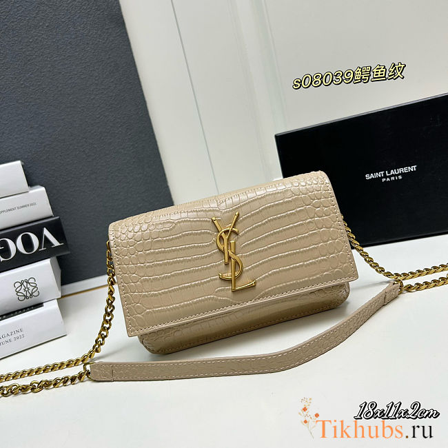 YSL Kate Crocodile Pattern Handbag 18x11x2cm - 1