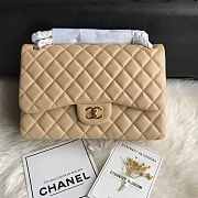 Chanel Classic Double Flap bag in beige caviar leather 30cm - 1
