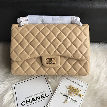 Chanel Classic Double Flap bag in beige caviar leather 30cm