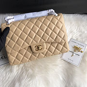 Chanel Classic Double Flap bag in beige caviar leather 30cm - 5