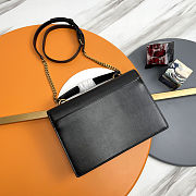 YSL Sunset Handbag in Black Calfskin and Brown Suede with Top Handle 25x18x5cm - 4