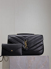 Saint Laurent Loulou quilted leather shoulder bag in black 29×17×8cm - 1