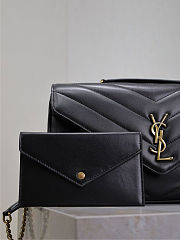 Saint Laurent Loulou quilted leather shoulder bag in black 29×17×8cm - 6