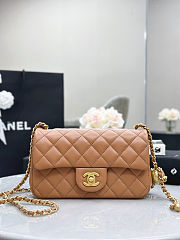 Chanel Quilted Pearl Crush Mini Rectangular Caramel Lambskin 20cm - 1