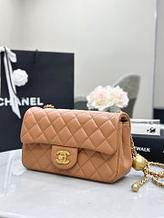 Chanel Quilted Pearl Crush Mini Rectangular Caramel Lambskin 20cm - 5