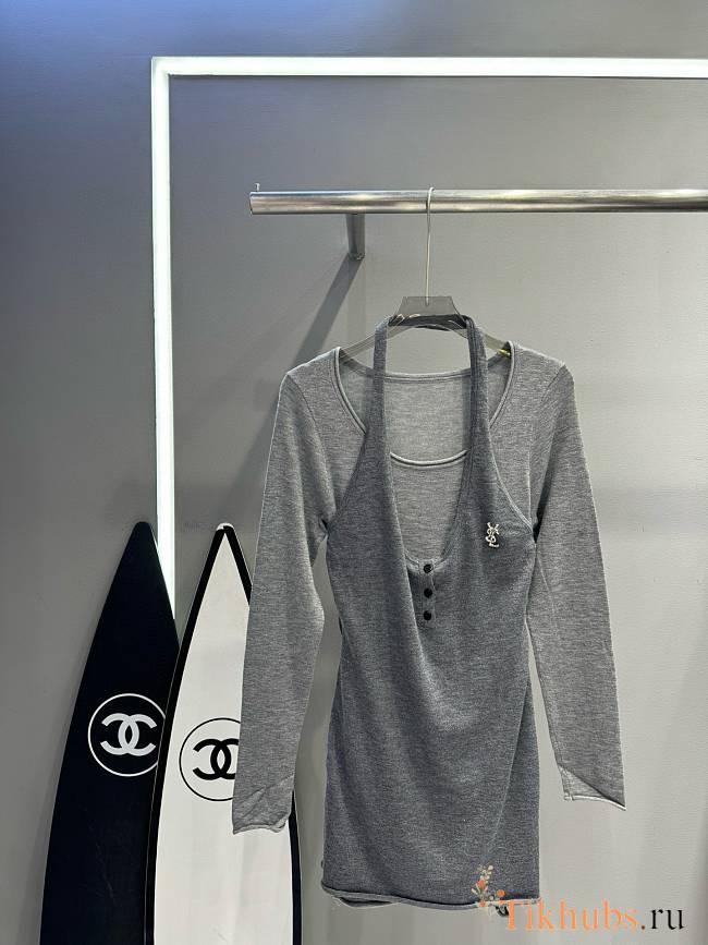 YSL Grey Mini Dress - 1