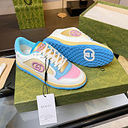 Gucci Mac 80 Low White Pink Blue Women Leather Sneakers - 3