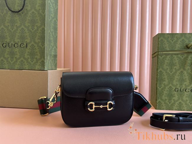 Gucci Horsebit 1955 small shoulder bag in black leather 20.5*14*5cm - 1