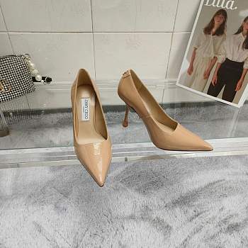 Jimmy Choo Beige Ixia 95 Patent Leather Pumps heel height: 9.5cm