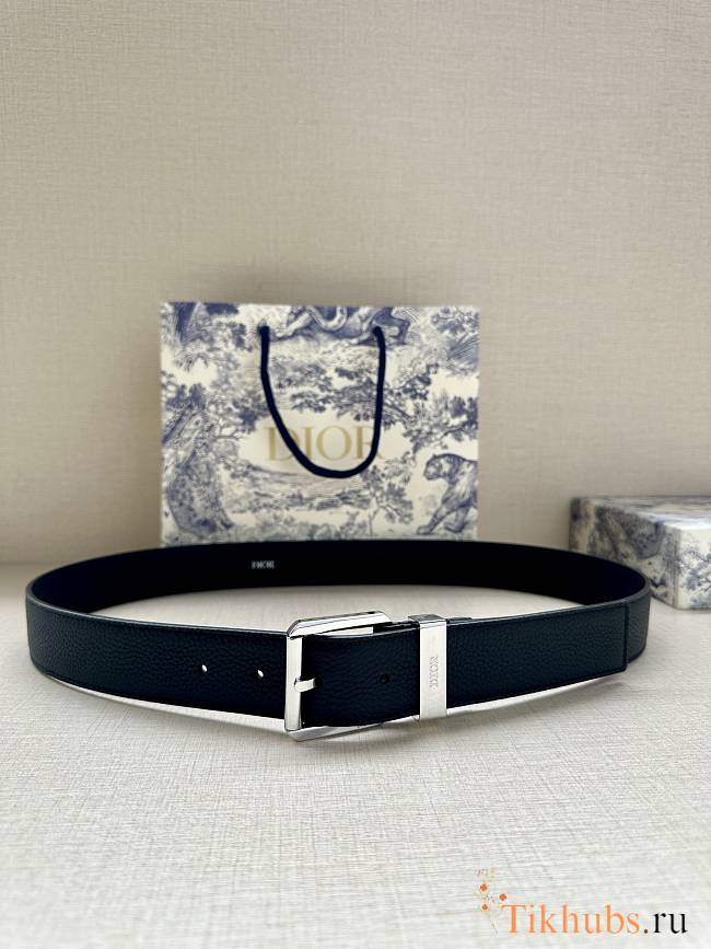 Dior Belt Black Grained Calfskin 35 mm - 1