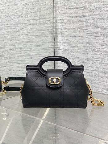 Dior Jolie Top Handle Mini Bag Black Cannage Lambskin 18.5x8.5x13cm