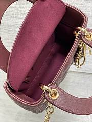 Lady Dior Mini bag in burgundy lambskin 17x7x15cm - 5