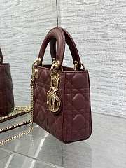 Lady Dior Mini bag in burgundy lambskin 17x7x15cm - 4