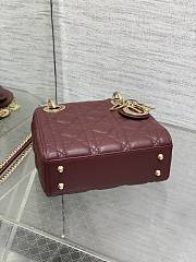 Lady Dior Mini bag in burgundy lambskin 17x7x15cm - 2