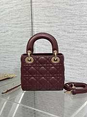 Lady Dior Mini bag in burgundy lambskin 17x7x15cm - 3