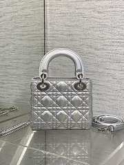 Lady Dior Mini Bag in silver iridescent cannage lambskin 17x7x15cm - 6