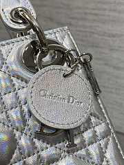 Lady Dior Mini Bag in silver iridescent cannage lambskin 17x7x15cm - 5