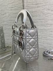 Lady Dior Mini Bag in silver iridescent cannage lambskin 17x7x15cm - 3