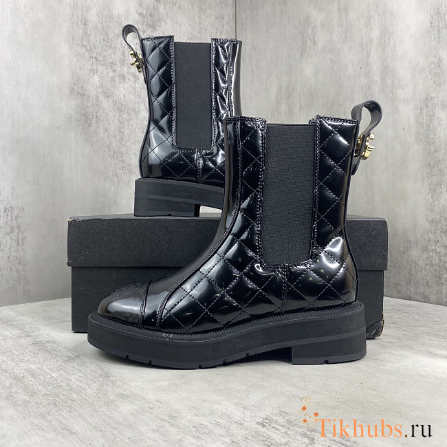 Chanel black quilted leather ankle boots - 1