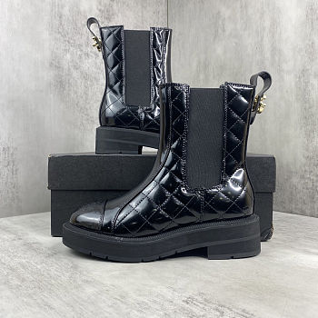 Chanel black quilted leather ankle boots