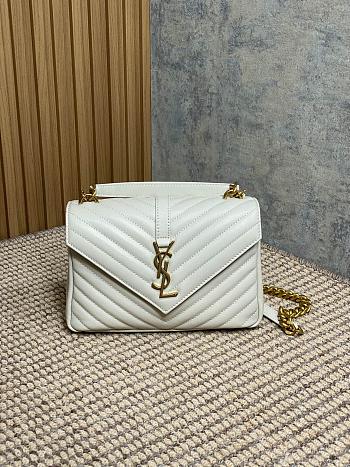 YSL Monogram Saint Laurent College White Large Bag with Gold Hardware 32 cm