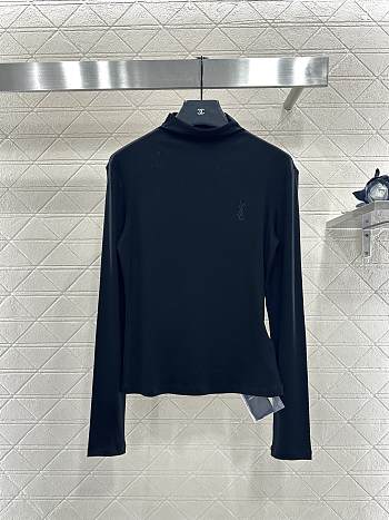 YSL Slim-fit lettered turtleneck base layer top black