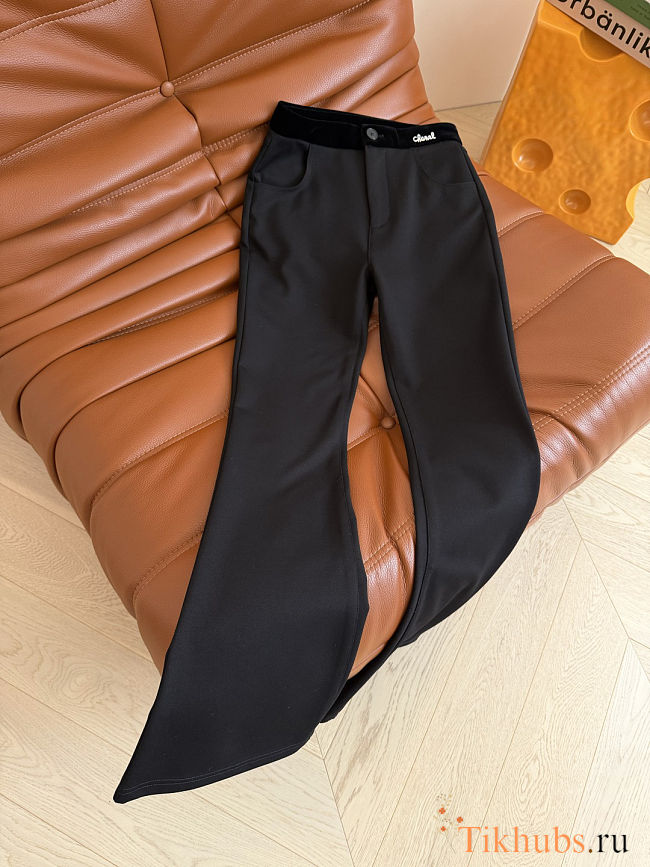 Chanel black gray wide-leg trousers - 1