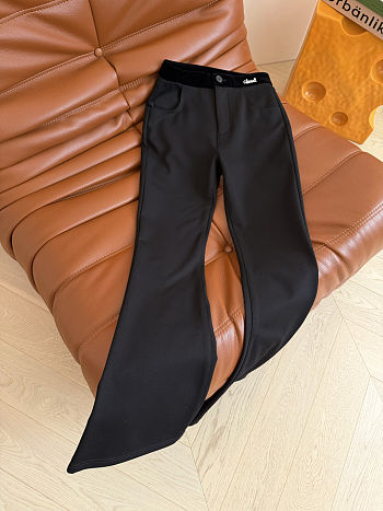 Chanel black gray wide-leg trousers