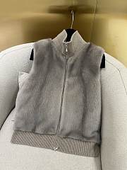 LP style mink fur zip-up vest gray - 1