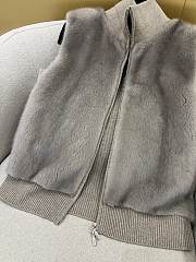 LP style mink fur zip-up vest gray - 5