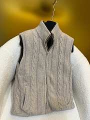 LP style mink fur zip-up vest brown - 5