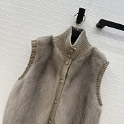 LP style brown fur vest with a ribbed knit turtleneck - 2