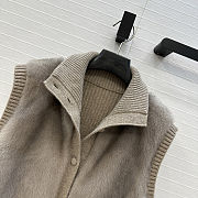 LP style brown fur vest with a ribbed knit turtleneck - 3