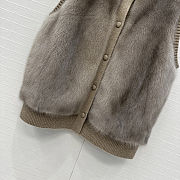 LP style brown fur vest with a ribbed knit turtleneck - 5