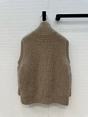 LP style brown fur vest with a ribbed knit turtleneck - 6