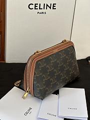 Celine Clutch on Chain IN Triomphe canvas and Lambskin 6x4 in (16x11 cm) - 5