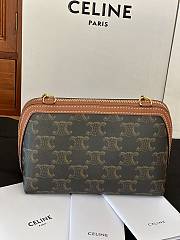 Celine Clutch on Chain IN Triomphe canvas and Lambskin 6x4 in (16x11 cm) - 3