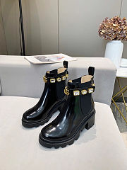 Gucci Crystal Belt60mm Ankle Boot Black Leather - 1