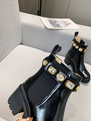 Gucci Crystal Belt60mm Ankle Boot Black Leather - 3