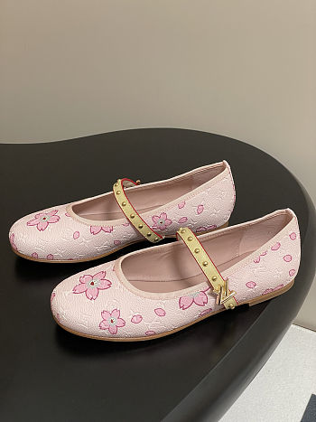 Louis Vuitton x Takashi Murakami Romy flat ballerina pump in pink monogram