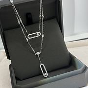 Messika Move Uno 2-row pavé diamond necklace in 18k white gold. - 3