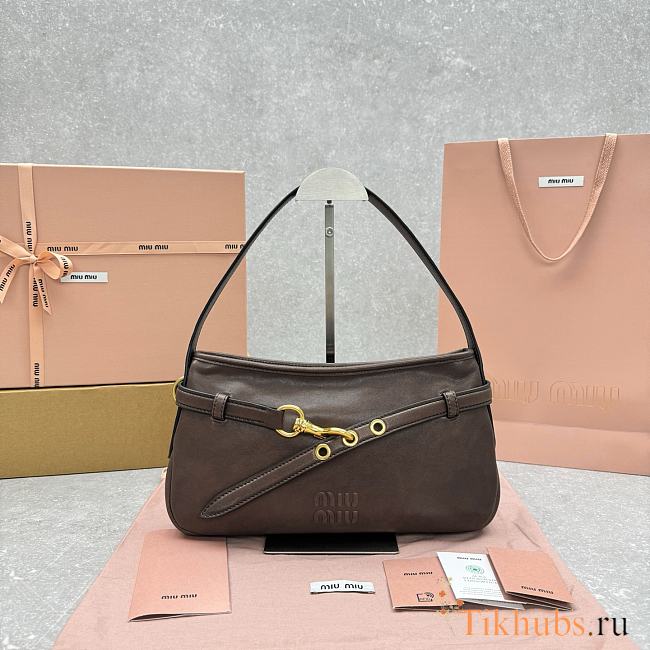 Miu Miu Aventure Nappa leather shoulder bag in brown 33×5×20 cm - 1