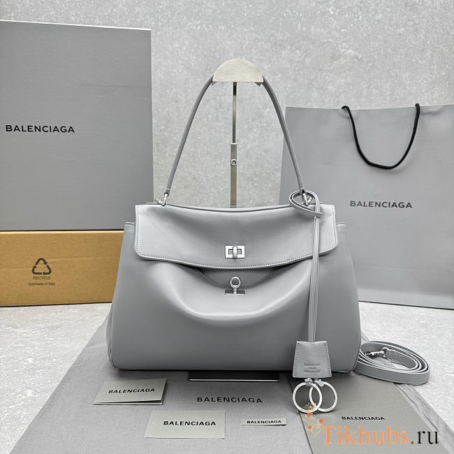 Balenciaga Small Rodeo handbag in gray calfskin leather 35x23x11cm - 1