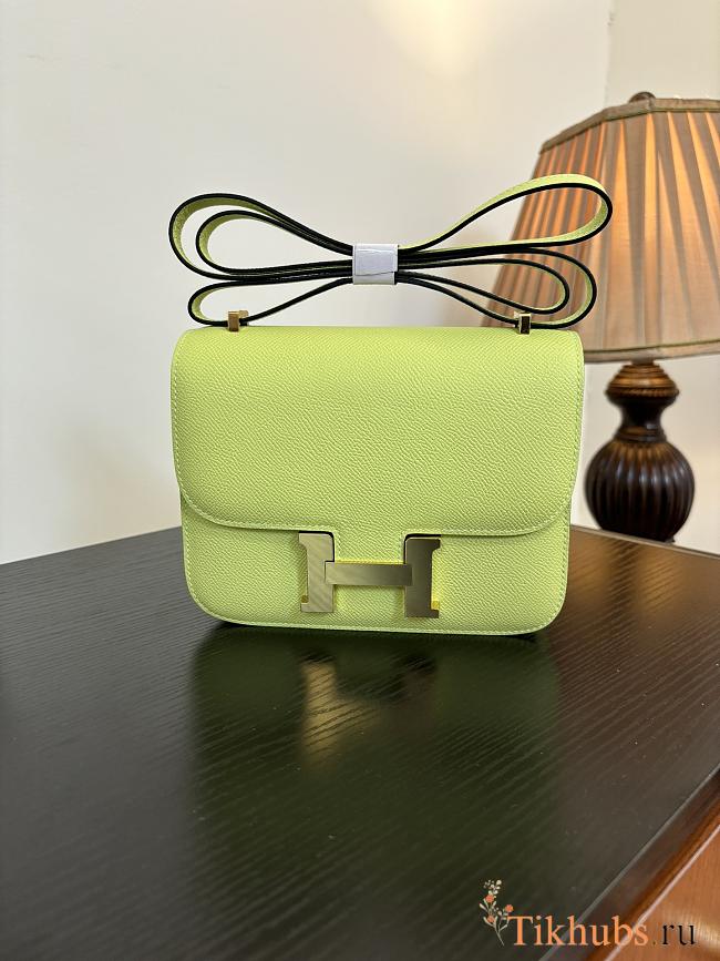 Hermès Constance 18 Jaune Bourgeon in Chevre Mysore, silver hardware  - 1