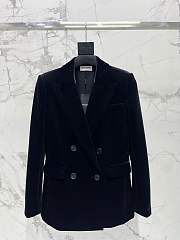 SAINT LAURENT Double-breasted velour blazer - 1