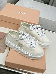 Miu miu Ivory Denim Sneakers With Logo in beige - 1