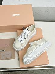 Miu miu Ivory Denim Sneakers With Logo in beige - 2