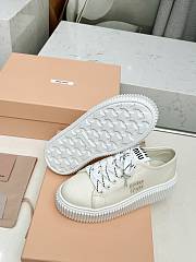 Miu miu Ivory Denim Sneakers With Logo in beige - 3